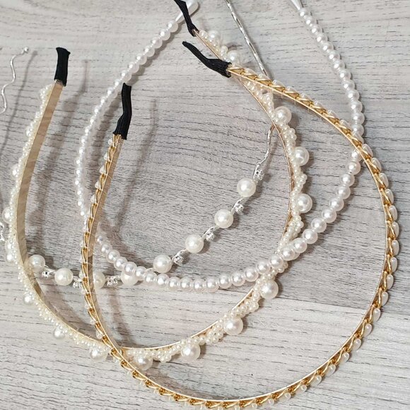 Fashion Faux Pearl Hair Band Women Girls Party Long Hair Accessory Jewelry - Picture 2 of 3